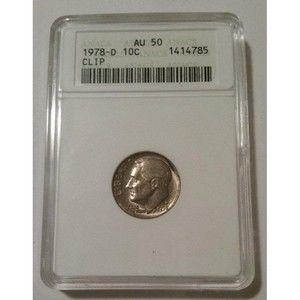 1978 D Roosevelt Dime Clip Error AU50 ANACS